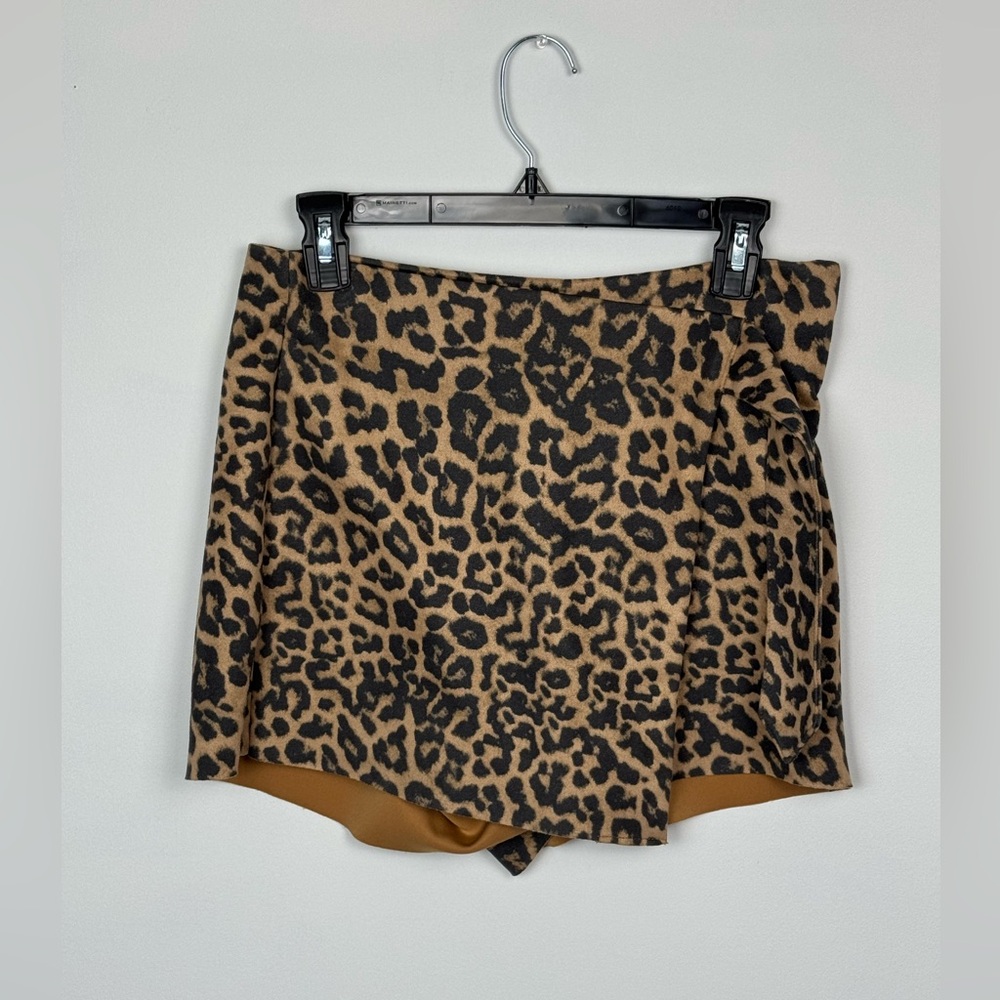 Zara Leopard Print Wrap Skort Size XS